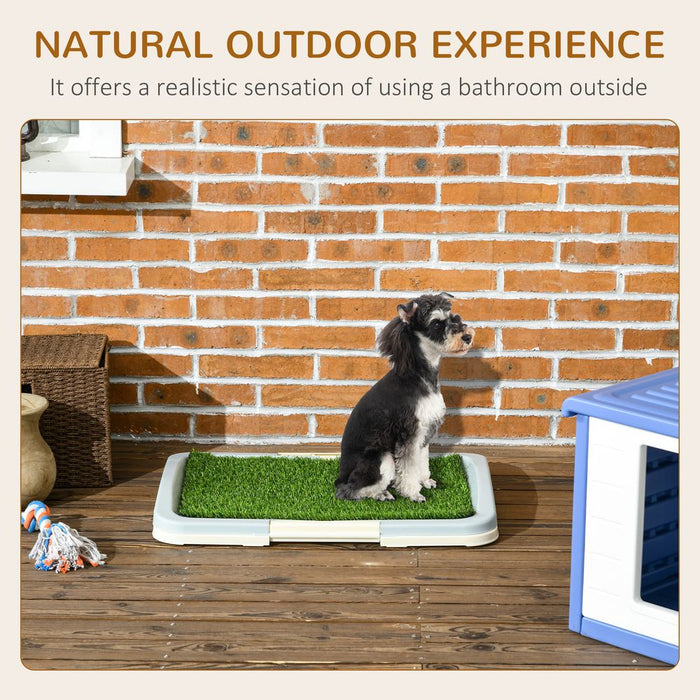 PawHut Dog Toilet - Indoor w/ Artificial Grass, Grid Panel, Tray - 63x48.5cm