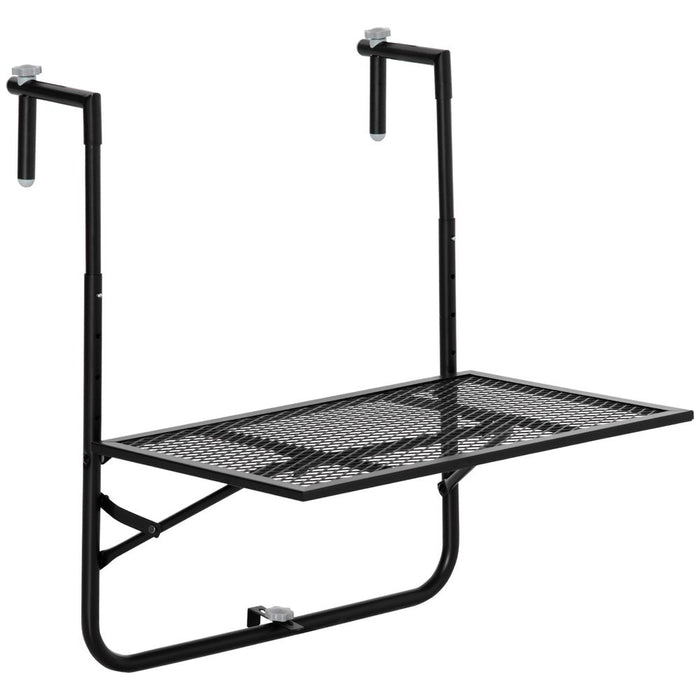 Versatile Balcony Hanging Table, Metal Wall Mount Desk, Adjustable - Black