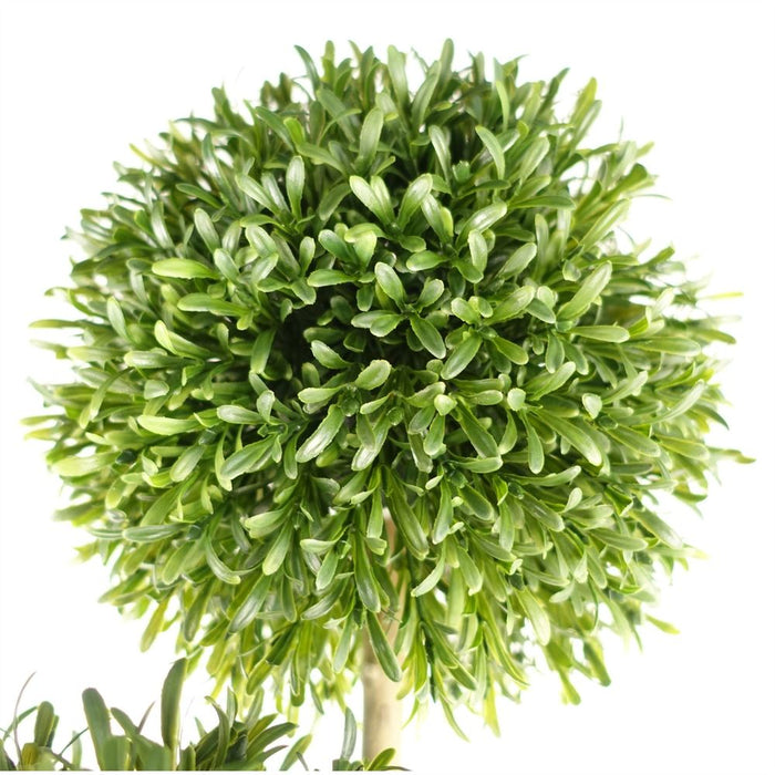 120cm Pair of UV Resistant Balls Topiary - 480 Leaves - Natural Trunk