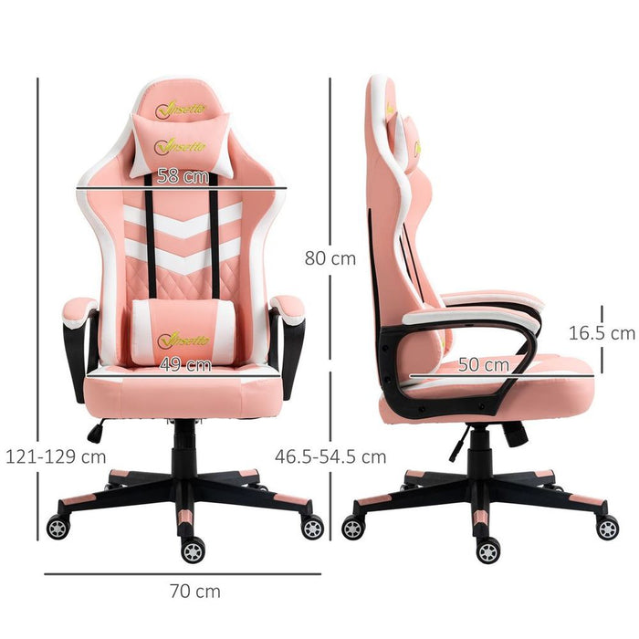 Racing Gaming Chair w/ Lumbar Support, Gamer Office Chair, Pink