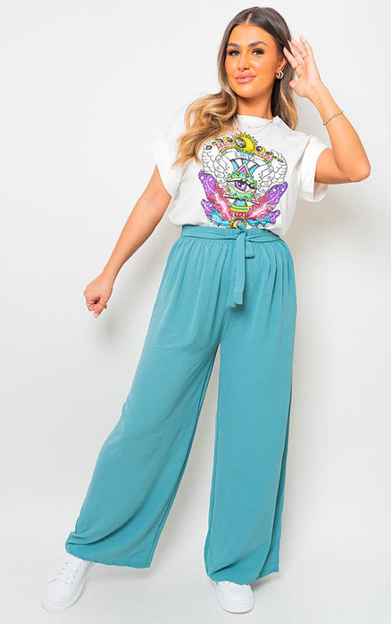 Lauryn Drawstring Waist Wide Leg Trouser: Chic & Comfortable Pants