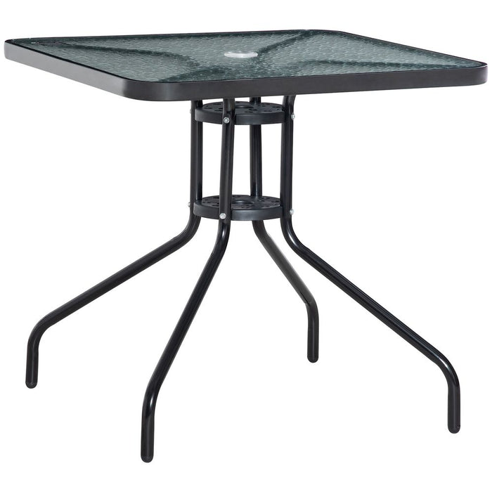 Outsunny Square Patio Table - Tempered Glass Top, Garden Dining - 76 x 76cm