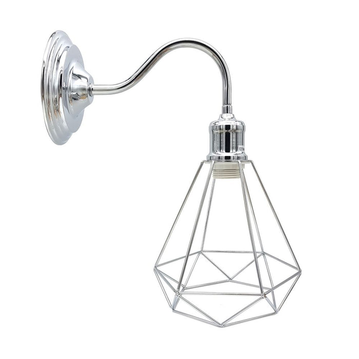 Swan Neck Arm Chrome Wall Lamp Shade E27 Holder Fitting | Modern Industrial Wall Sconce Light