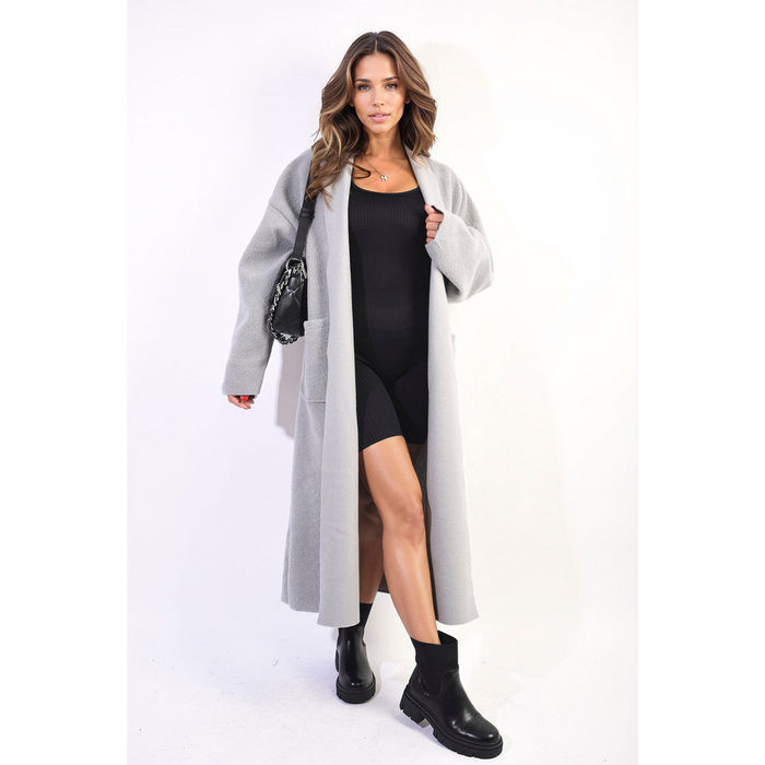 Open Front Pocket Long Loose Coat