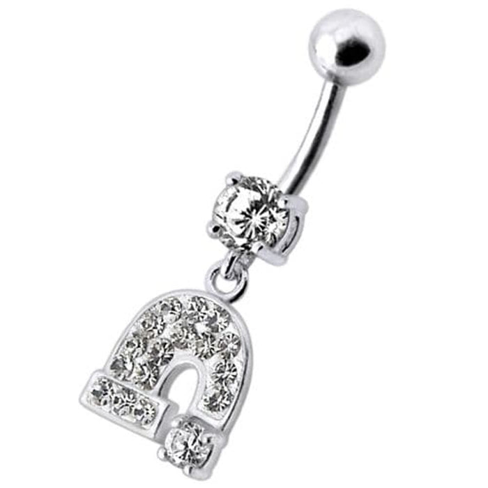 Silver Fancy  Horseshoe Dangling Belly Ring