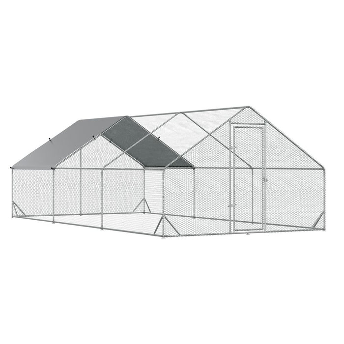 PawHut Walk In Chicken Run - High-Quality Galvanised Coop | 6x3x2m | Protect Your Pets | Durable Weather-Resistant Covers