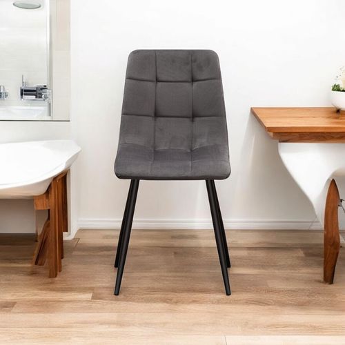 GREY FABRIC CHAIR BLACK METAL LEGS