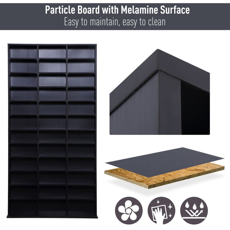 HOMCOM CD DVD Media Storage Shelves Display Shelf Racks Wooden Frame Black (for 1116 CDs or 528 DVDs/Blu-rays)