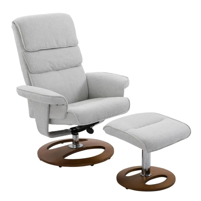 Recliner Chair Ottoman Set 360 Swivel Sofa Thick Padding Wood Base Grey