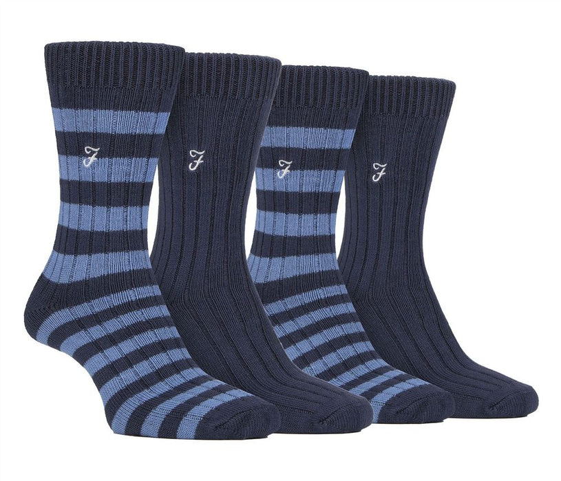 Farah - 4 Pack Mens Bamboo Stripe Boot Socks