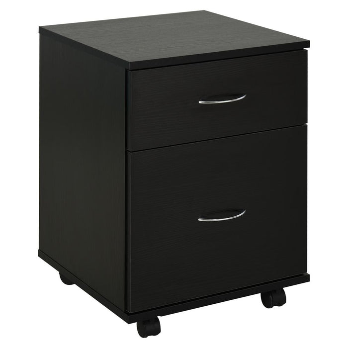 HOMCOM 2 Drawer Filing Cabinet with wheels, Mobile File Cabinet for Home Office, Small Printer Stand, Black