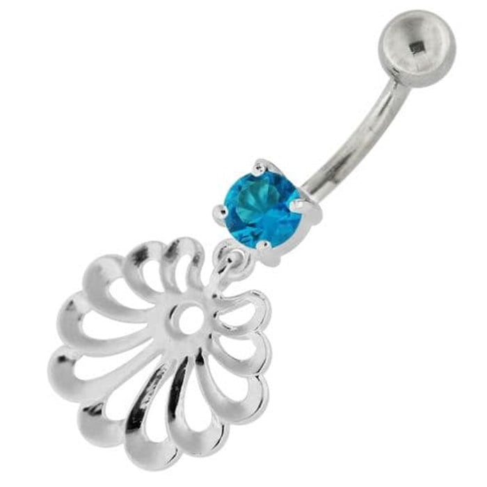 Fancy Jeweled Dangling Single Stone Belly Ring