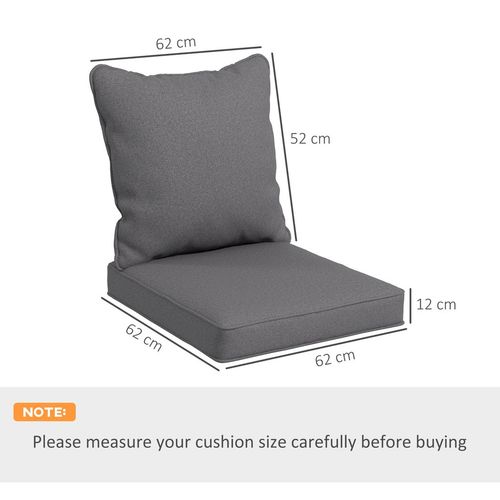 Outsunny One-piece Outdoor Back and Seat Cushion for Garden, Charcoal Grey