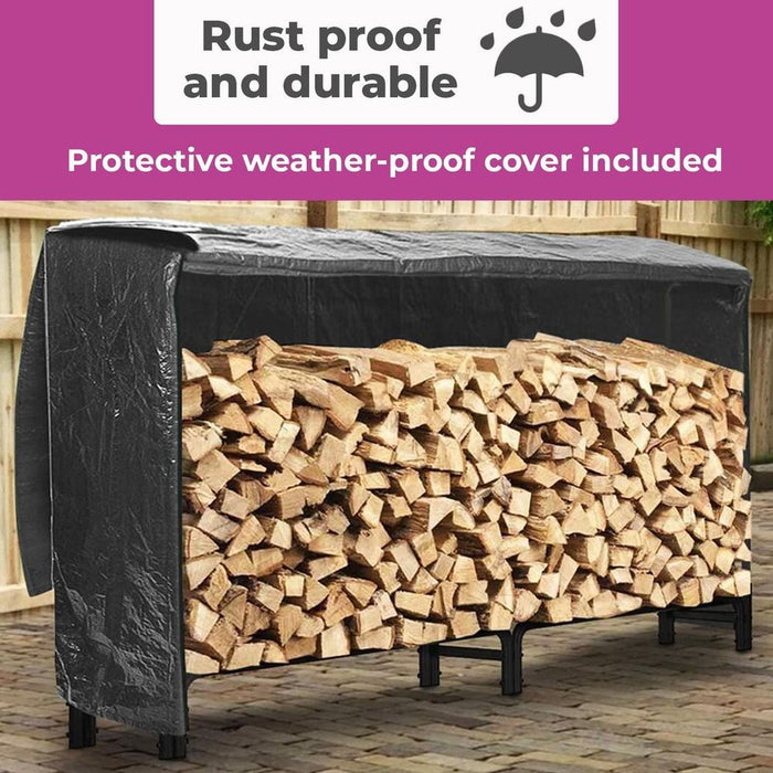 Premium Metal Log Holder - 240cm - Waterproof Cover Included