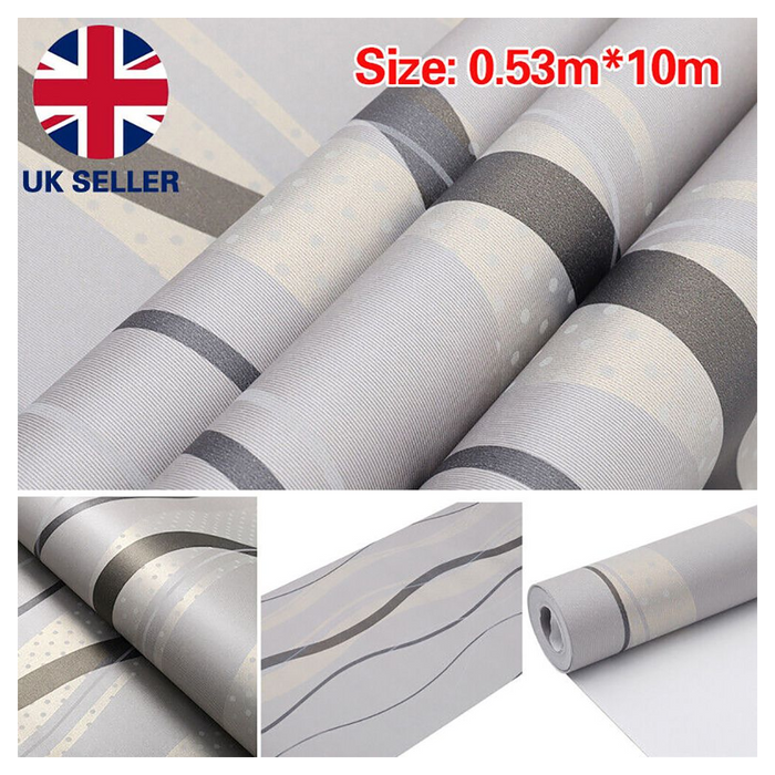 Metallic Silver Grey Wallpaper Rolls Living Room Geometric Wall-Paper Home Decor