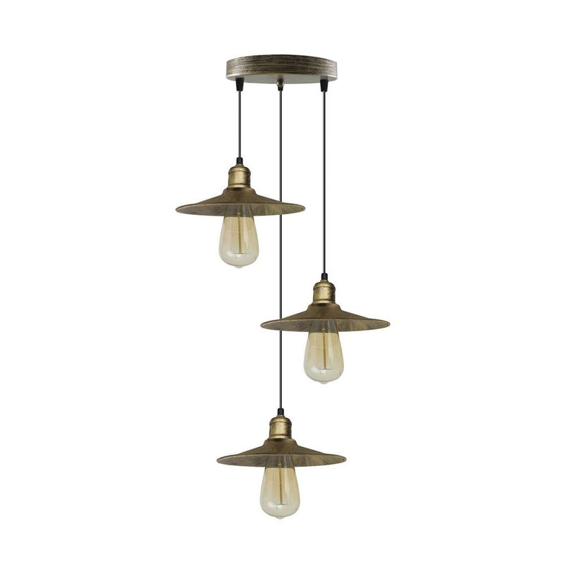Vintage Industrial Brushed Brass Pendant Light - Metal Shade - 22cm - Easy Fit - High Quality