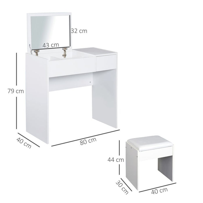 Transform Your Space with Our Stylish White Dressing Table Set - Complete with Padded Stool - High-Quality & Functional!