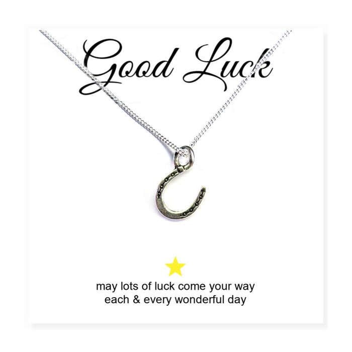 Horseshoe Charm Necklace on Good Luck Message Card