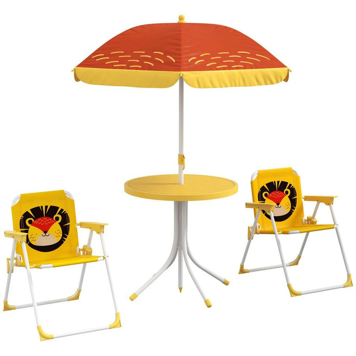 Outsunny Lion Kids Bistro Set | Adjustable Parasol | Top-Quality