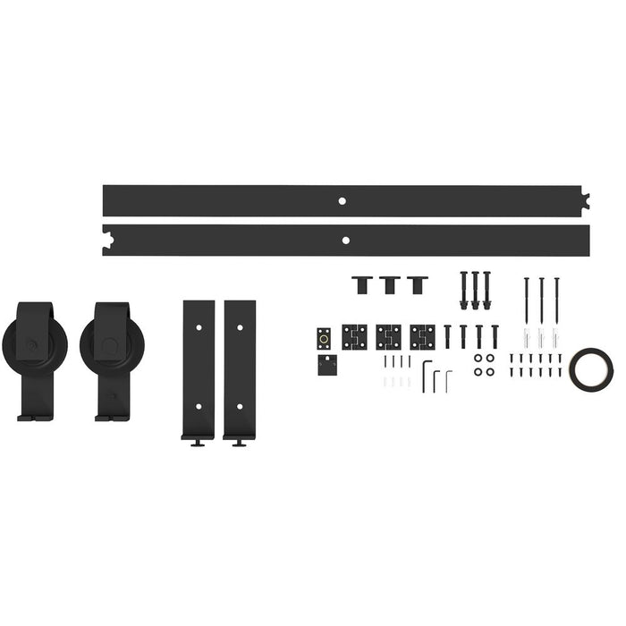 HOMCOM 4FT/122CM Bi-Folding Sliding Barn Door Hardware Kit Sliding Door Kit