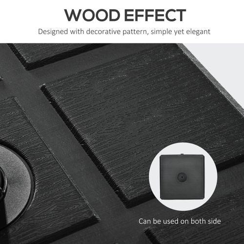 Square Umbrella Parasol Base with Wood Effect, Plastic Parasol Stand, Black