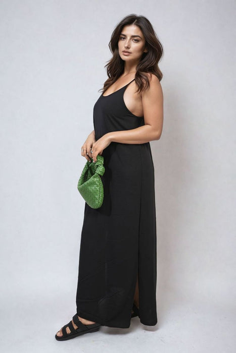 Spaghetti Strap Side Slit Maxi Dress