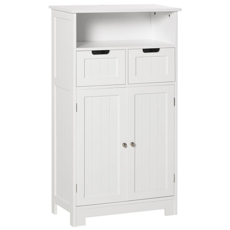 Premium Bathroom Floor Cabinet 2 Drawers | Adjustable Shelf | White | High Quality Materials