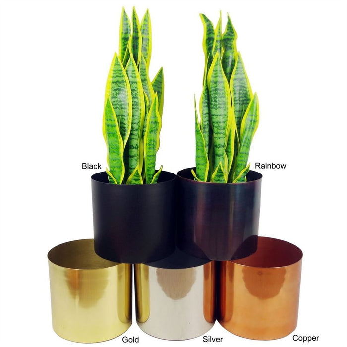 Medium Gold Stand with Black Metal Planter 38.5cm x 18cm