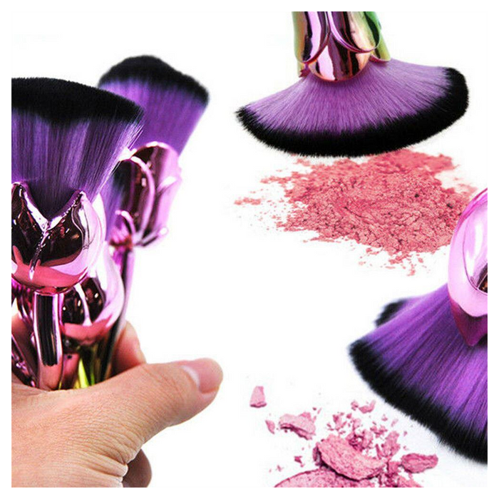 Premium Rose Makeup Brushes - Beauty and the Beast-inspired handles, durable & vibrant for flawless application