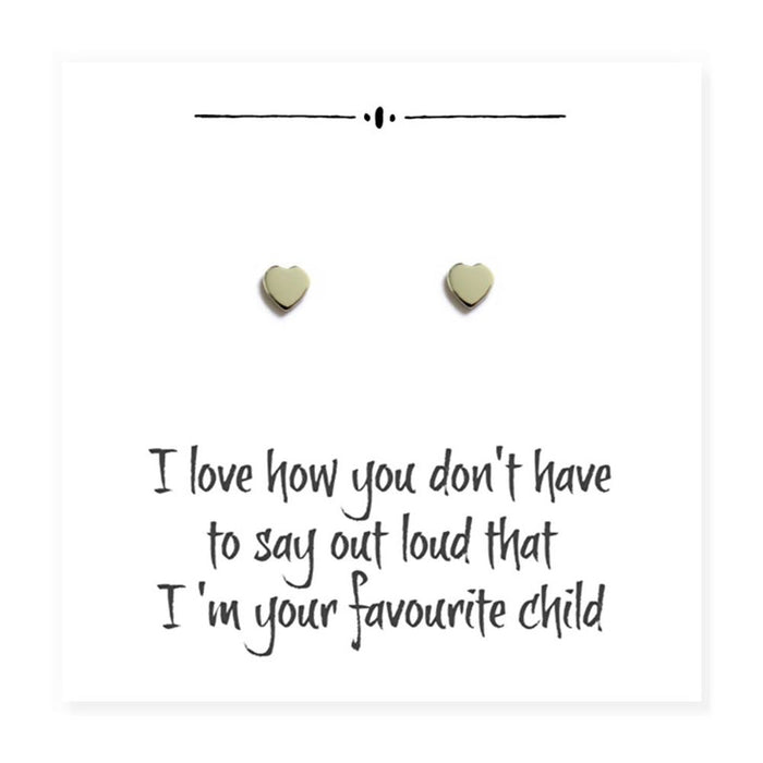 Sterling Silver Heart Stud Earrings | Funny Message Card for Mum