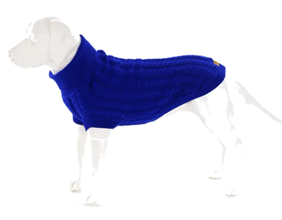 Premium Rascal Dog Jumper - Blue, Cableknit Design