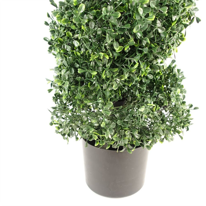 120cm Pair of UV Resistant Boxwood Tree Spiral Topiary - 1058 leaves