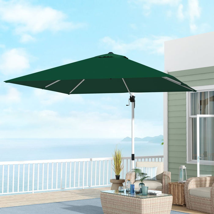 Premium Outsunny Green Cantilever Roma Parasol: 3x3(m) Umbrella - Cross Base - High Quality