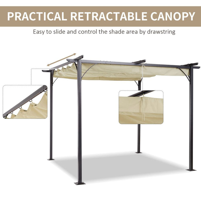 High-Quality 3x3m Outdoor Metal Gazebo - Retractable Canopy - Ideal for Garden & Patio - Outsunny