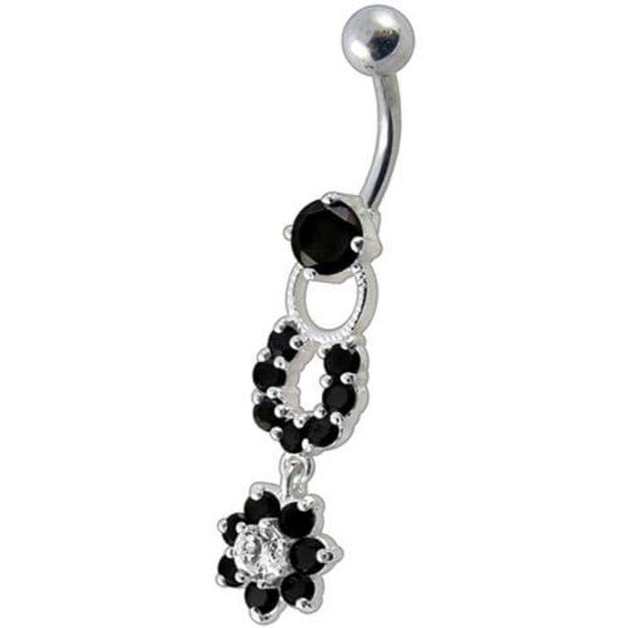 Fancy  Silver Star Round Shape Dangling Belly Ring