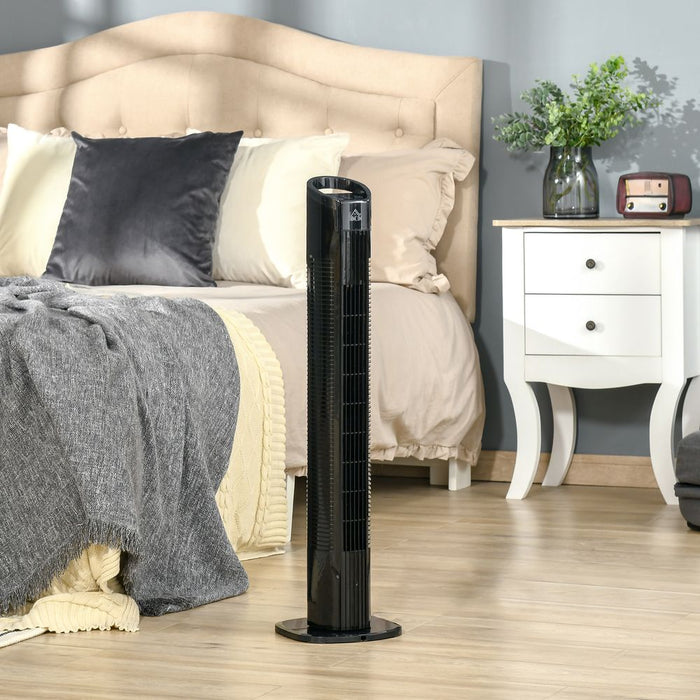 Tower Fan, 3 Speed 3 Mode, Timer, Oscillation, Controller – Black, 9 Setting. Stay cool and comfortable.