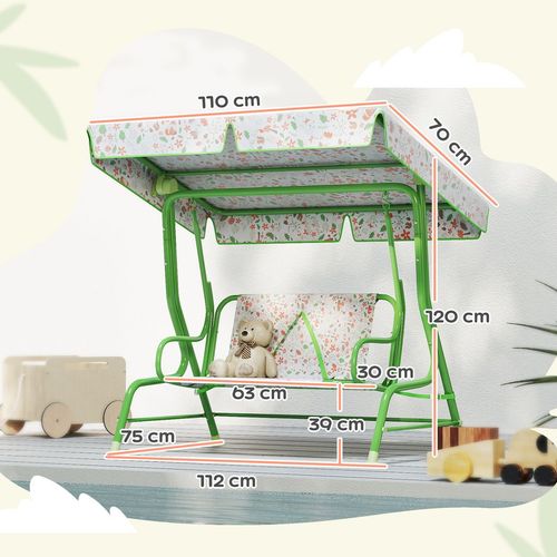 AIYAPLAY Kids Garden Swing Chair, Swing Seat with Adjustable Canopy, Green