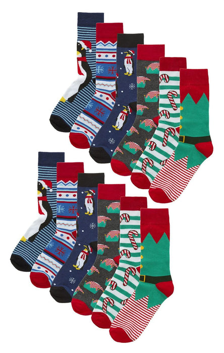 Men’s 12 Pair Value Pack Festive Christmas Socks