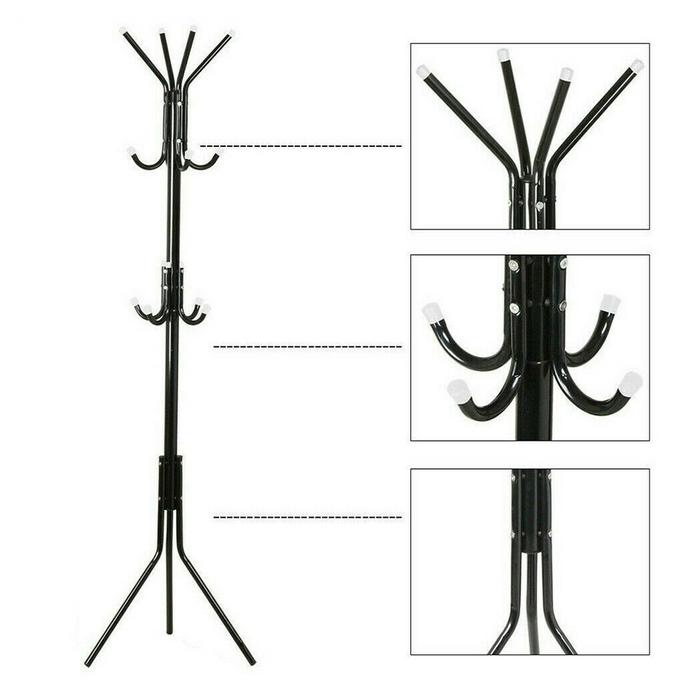 Coat Stand Coat/Hat/Jacket/Umbrella Floor Standing Rack Clothes Hanger Hooks UK