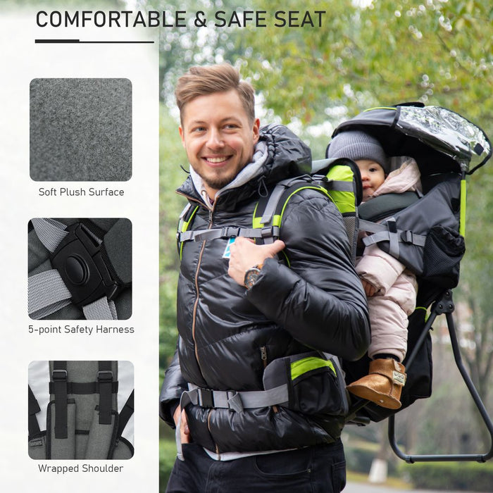 Baby Hiking Backpack Carrier Detachable Rain Cover for Toddlers HOMCOM