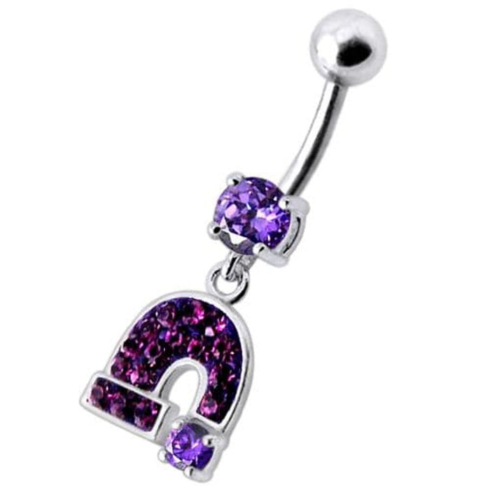 Silver Fancy  Horseshoe Dangling Belly Ring