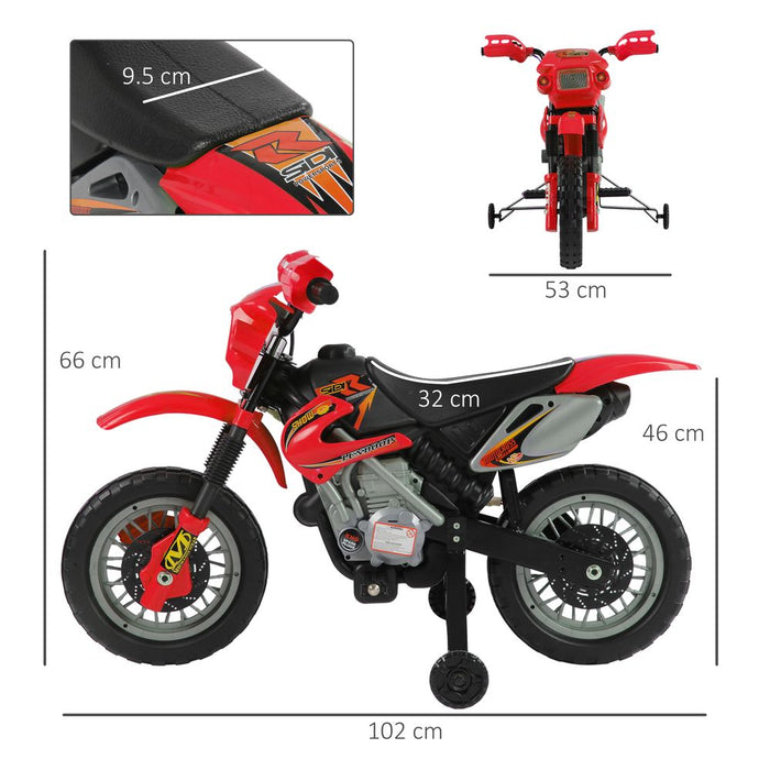 6V Kids Electric Motorbike Motorcycle Ride On for 3-6 Years Red HOMCOM Red