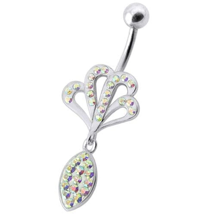 Fancy Jeweled Rasta colored belly ring with dangling pot