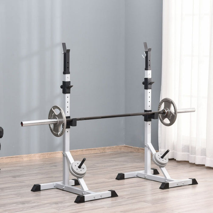 Premium Heavy-Duty Adjustable Barbell Squat Rack Weight Lifting Bench 200kg Capacity - HOMCOM