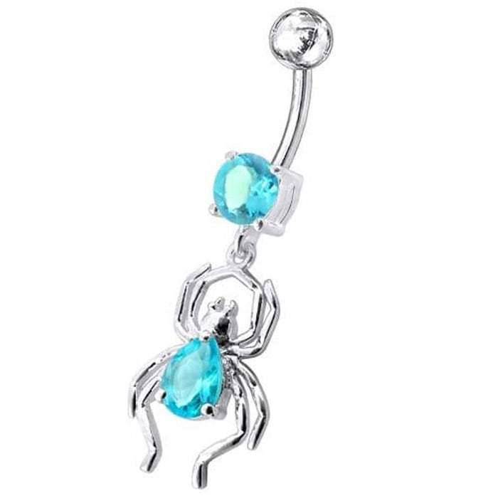 Fancy Jeweled Spider Dangling Belly Ring