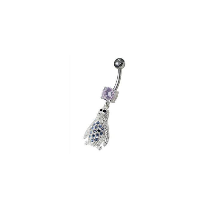 Jeweled Penguin Dangling Belly Ring