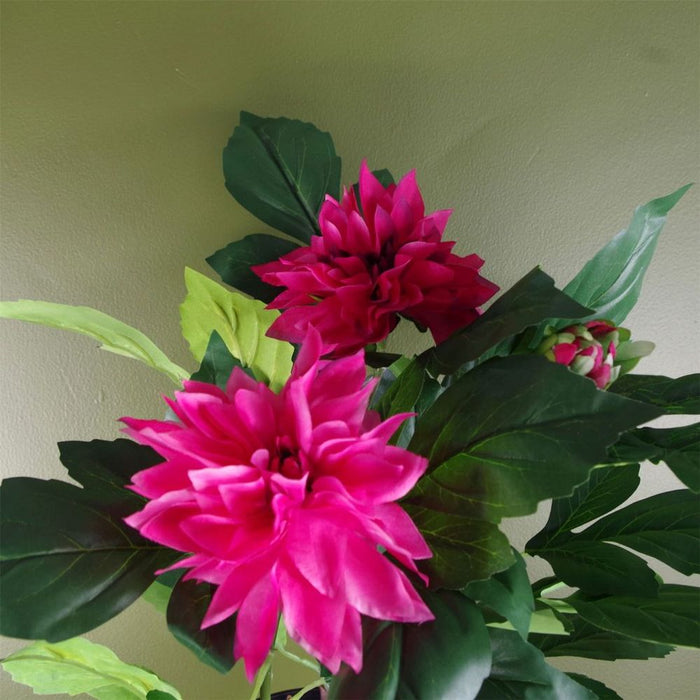 High-Quality Lifelike Artificial Pink Dhalia Plant - Elegant Décor for Indoor Spaces