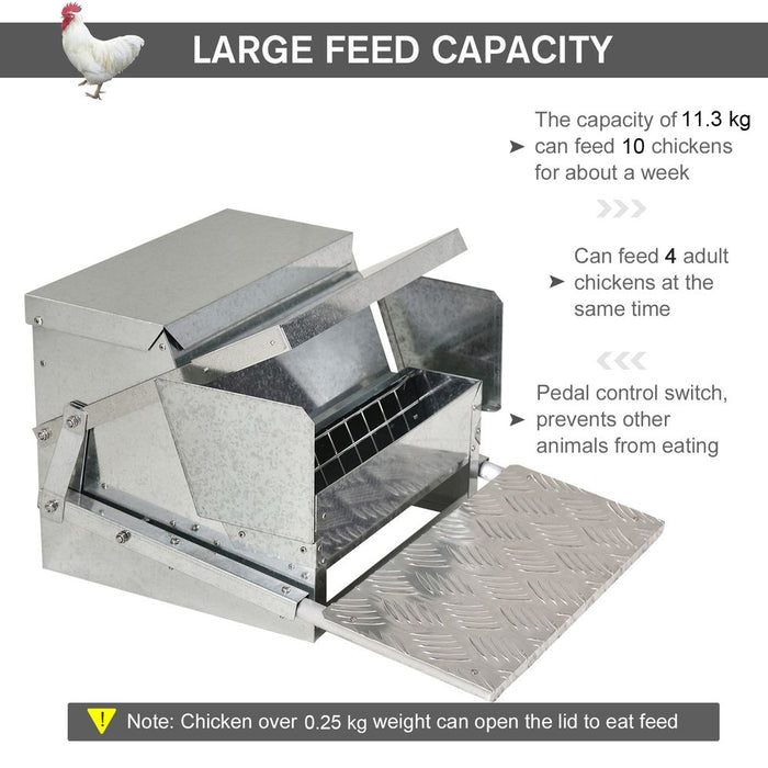 Automatic Chicken Feeder Galvanized Steel Poultry Feeders, 11.5kg of Feeds Pawhut