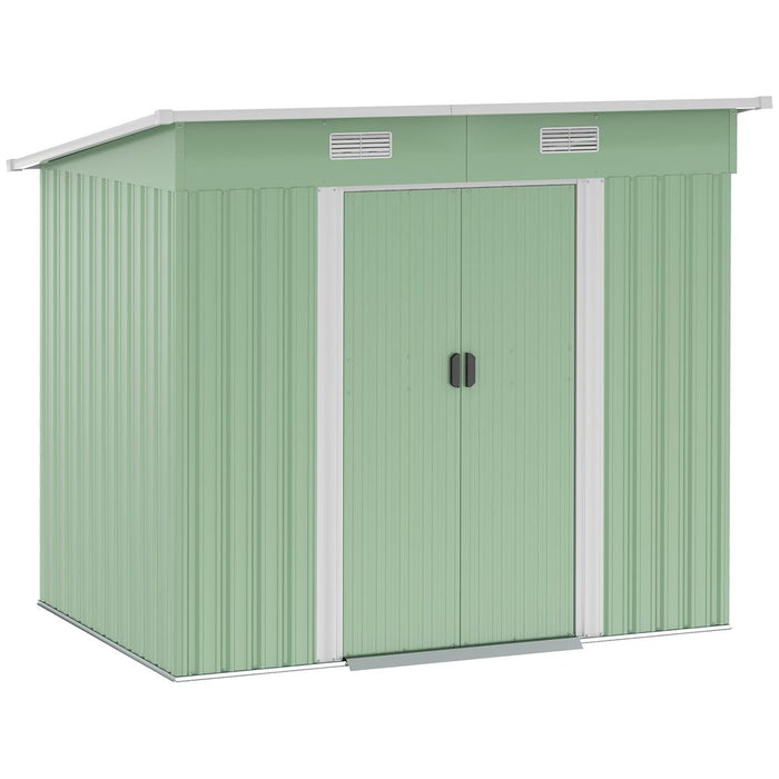 6.8 x 4.3ft Outdoor Garden Storage Shed, Tool Storage Box Green 6.8x4.3ft