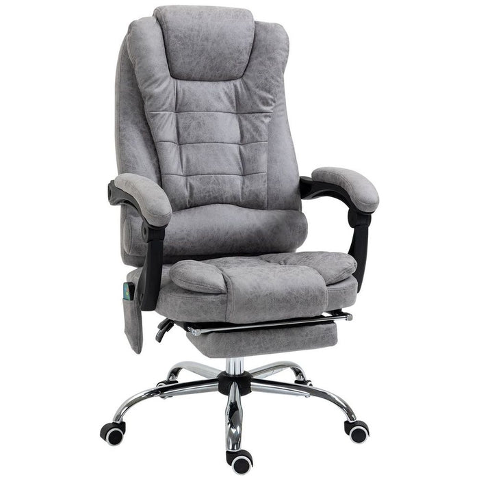 Vintage High Back Massage Office Chair (Grey) - 6 Vibration Points & Heated - Professional Quality